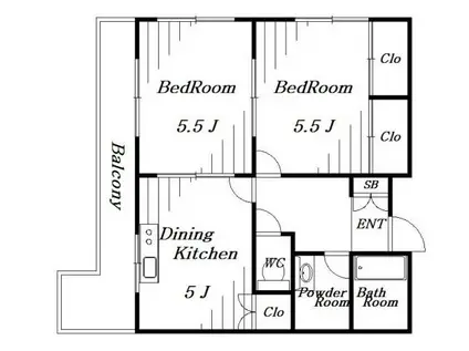 ハローズ稲毛(2DK/3階)の間取り写真
