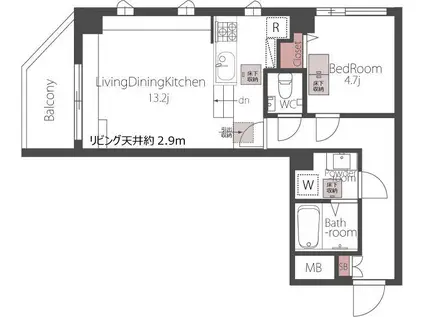 REGALO経堂(1LDK/3階)の間取り写真