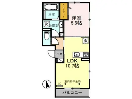 アージュI(1LDK/3階)の間取り写真