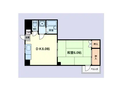 ブルーグレース八景(1DK/3階)の間取り写真