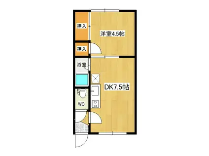 コーポエルム(1DK/1階)の間取り写真