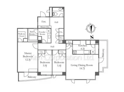 小石川グランドヒルズ(3LDK/3階)の間取り写真