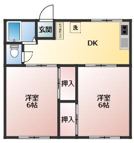 出水フローラハイツ(2DK/2階)の間取り写真