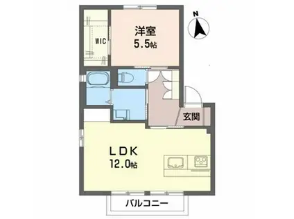 エスパス・ヴェール B棟(1LDK/1階)の間取り写真