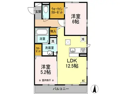 DL リベルラ美鈴(2LDK/3階)の間取り写真