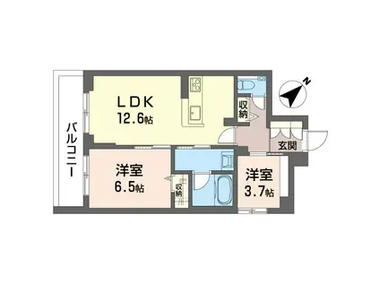 グランディール横濱台場(2LDK/3階)の間取り写真