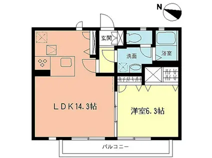 シェーンハイムB(1LDK/1階)の間取り写真