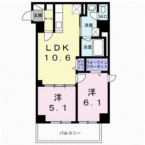九条3丁目マンション(2LDK/6階)の間取り写真