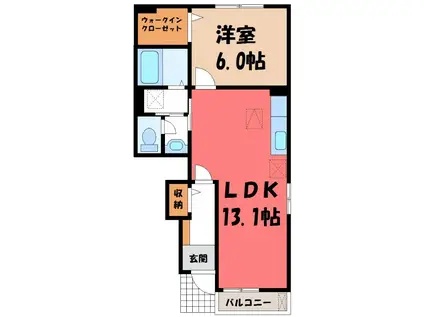 ロゼ MⅠ(1LDK/1階)の間取り写真