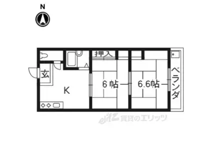 RIVER SIDE青山(2DK/4階)の間取り写真