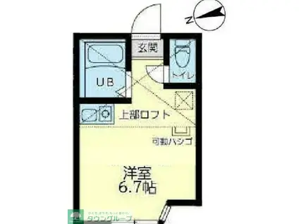 ユナイト寺谷アンドラ(ワンルーム/2階)の間取り写真