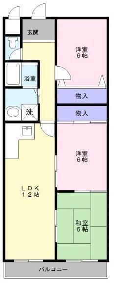 HIGASHIOマンション(3LDK/2階)の間取り写真