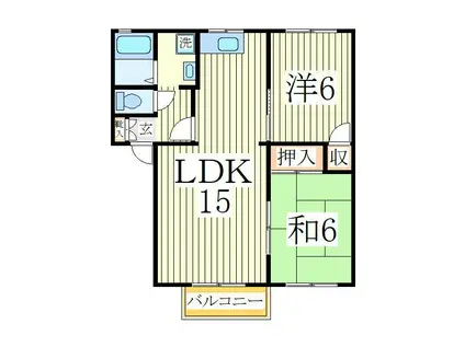 サニーハイツ(2LDK/2階)の間取り写真
