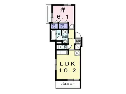 CERNE西宮(1LDK/2階)の間取り写真