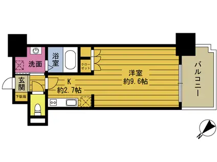 RJRプレシア大分駅前II(1K/14階)の間取り写真