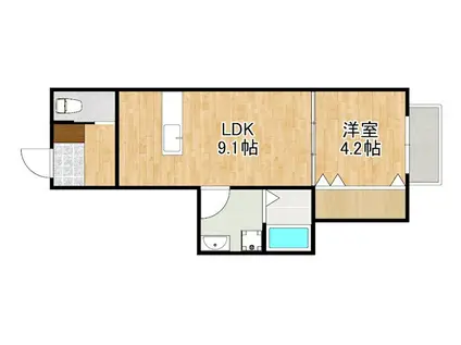 BASE II(1LDK/1階)の間取り写真