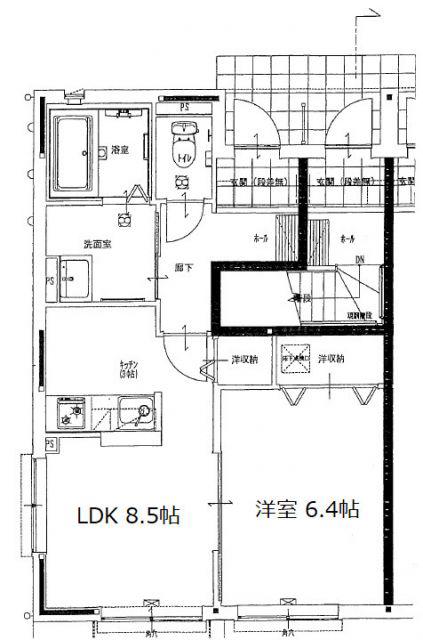 シェボンV(1LDK/1階)の間取り写真