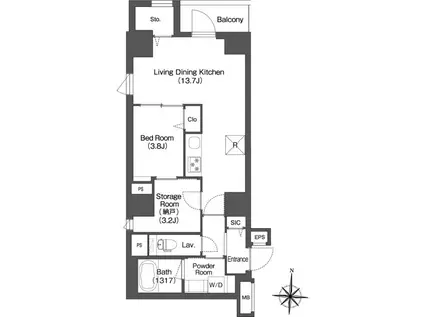 コンフォリア南千住(1SLDK/6階)の間取り写真