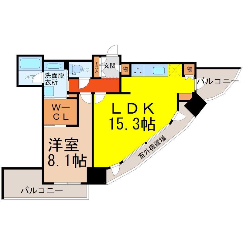 一条タワー金山(1LDK/3階)の間取り写真