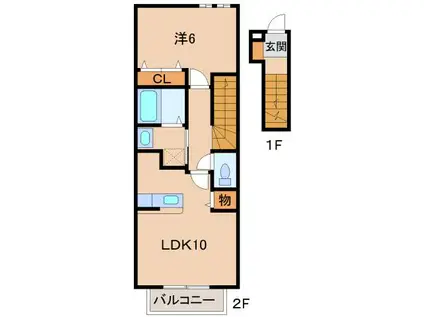 成生 I(1LDK/2階)の間取り写真