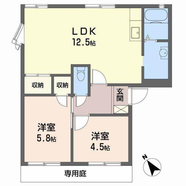 ネオハイツ・ロッキー(2LDK/1階)の間取り写真