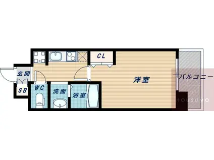 パークフラッツ緑地公園(1K/3階)の間取り写真