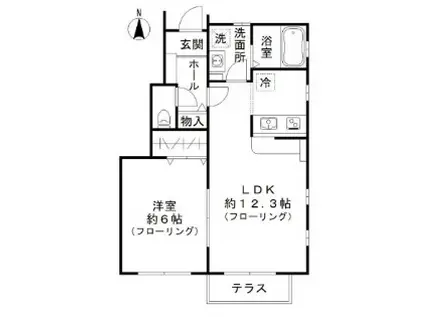 グリーンフォレストII(1LDK/1階)の間取り写真