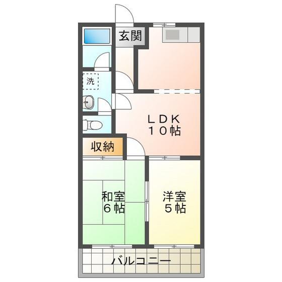 コーポパーシモンII(2LDK/2階)の間取り写真