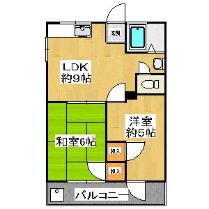 ハウス山本台(2LDK/2階)の間取り写真