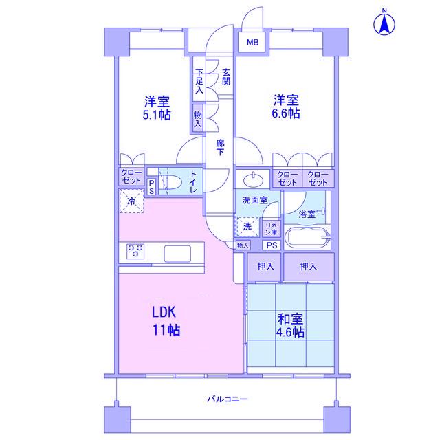 ジュビランあざみ野(3LDK/1階)の間取り写真