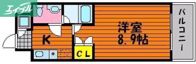 ルラシオン岡山野田屋町(1K/8階)の間取り写真