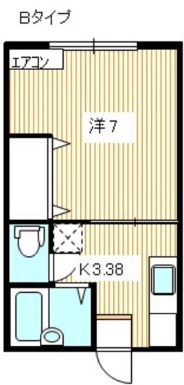 サンフラワーA棟(1K/2階)の間取り写真