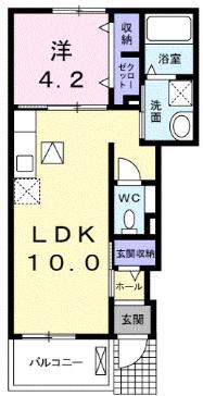 ホープ金色(1LDK/1階)の間取り写真
