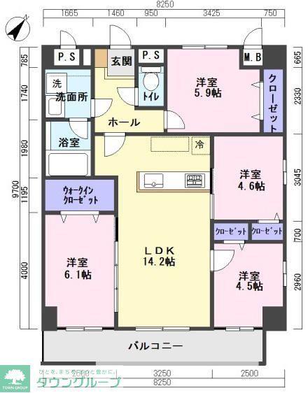 PRENDRE 平尾駅前(4LDK/3階)の間取り写真