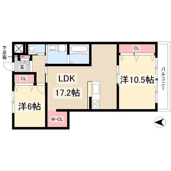 アニコムハイツII(2LDK/3階)の間取り写真