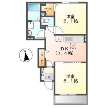 レクサス共栄F(2DK/1階)の間取り写真