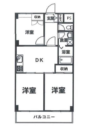 ブルームライフ市川(3DK/3階)の間取り写真