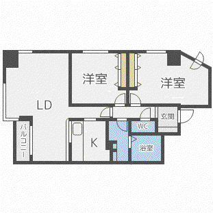 パークヒルズ南10条(2LDK/7階)の間取り写真