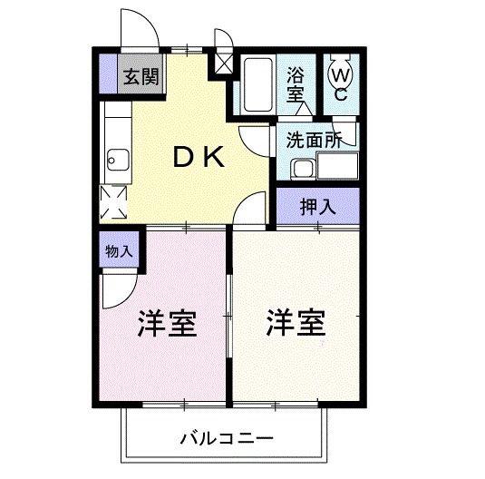 ガーデンヒルズII(2DK/2階)の間取り写真