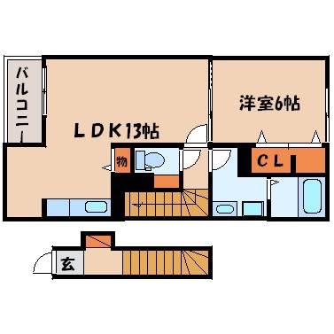 リクソーレV(1LDK/2階)の間取り写真