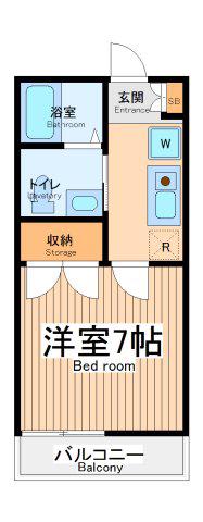 フェリオ相模原(1K/3階)の間取り写真
