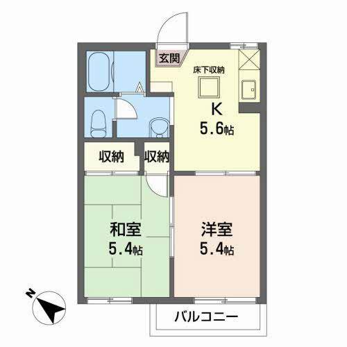 アバンティ南光台南B(2K/1階)の間取り写真