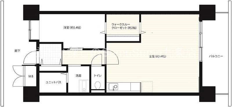 コーシャハイツ港(1LDK/4階)の間取り写真