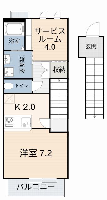 アムール(1SK/2階)の間取り写真