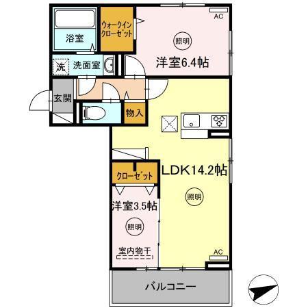 フローリッシュ大宮(2LDK/1階)の間取り写真