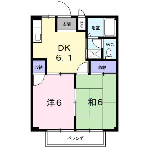 シティハイツクロミヤ(2DK/2階)の間取り写真