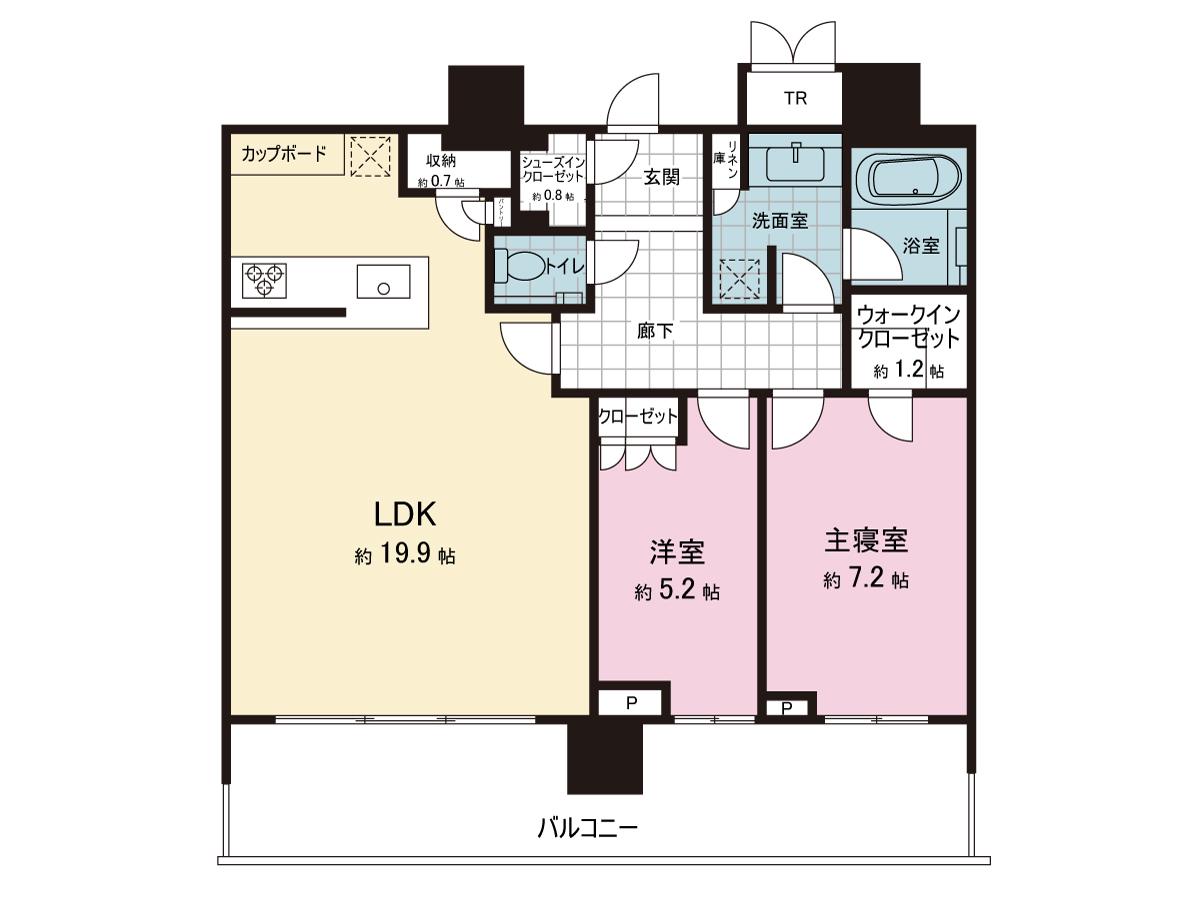 パークシティ武蔵小山ザタワー(2LDK/28階)の間取り写真