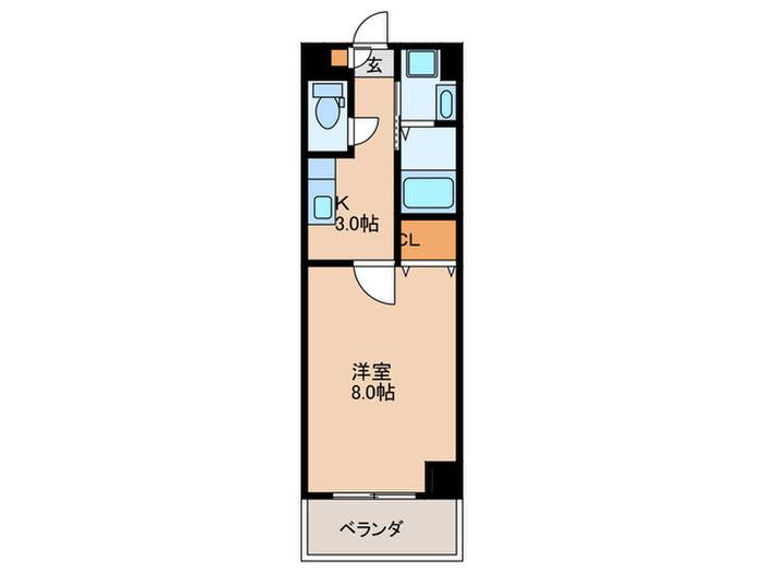 サンジュエル鴨池(1K/2階)の間取り写真
