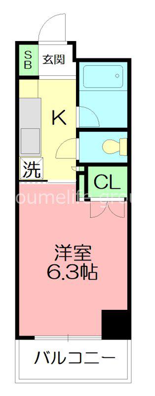 岩崎ビル(1K/6階)の間取り写真