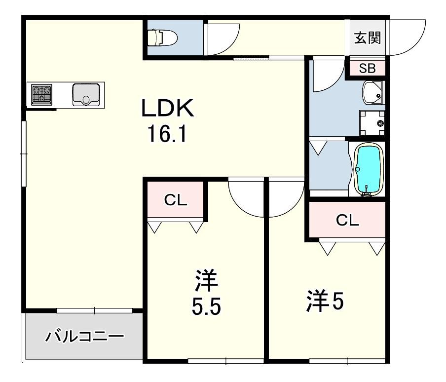 プライム神戸垂水(2LDK/3階)の間取り写真